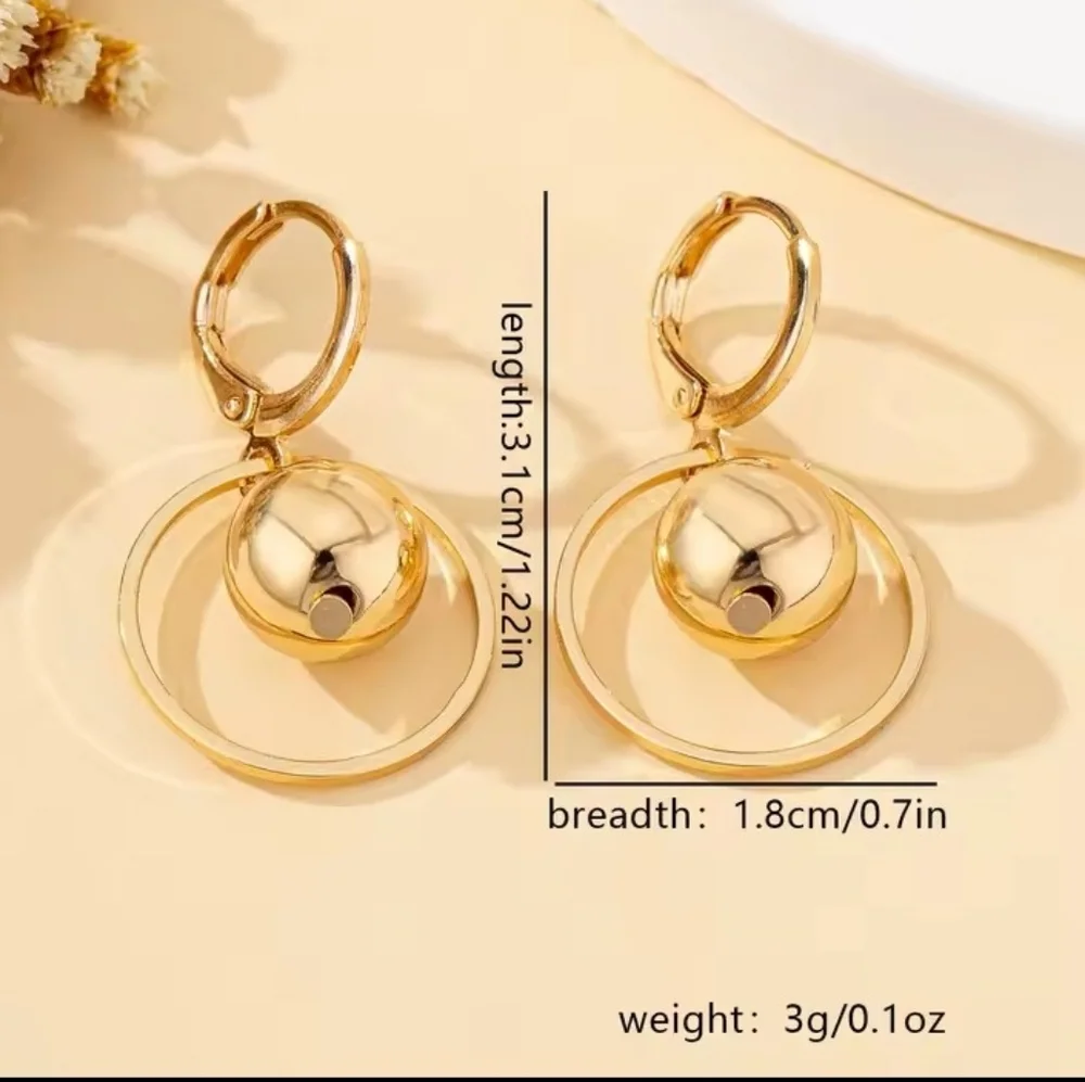 Earrings Ccb Spherical Gold‎ Women's Dangle New f78